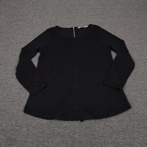 Soft Surroundings Sweater‎ Womens PM Black Polyester Rayon Crewneck Zip Back